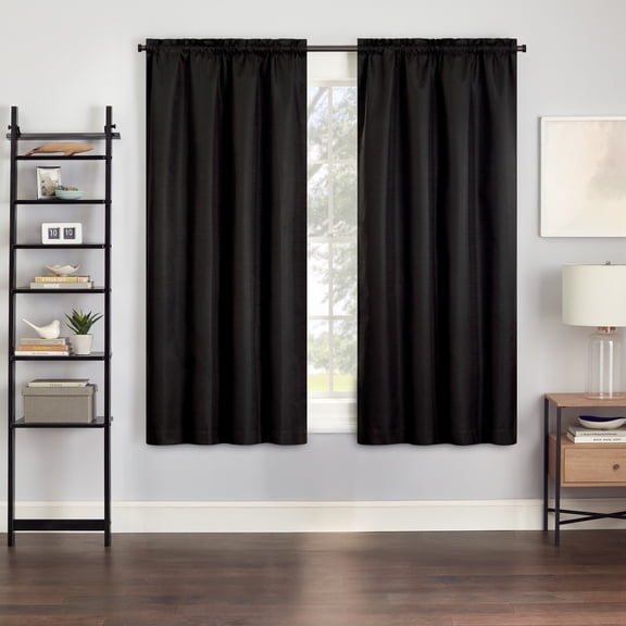 Eclipse Samara Solid Blackout Panel, Set of 1, 63 Inch Long Blackout Panel, 42" W x 63" L, Black