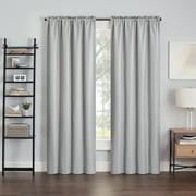 Eclipse Samara Solid Blackout Curtains, Single Curtain Panel, 84 Inch Long Blackout Curtains, 42" W x 84" L, Light Gray