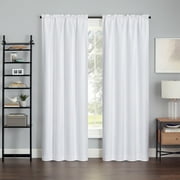 Eclipse Samara Solid Blackout Curtains, Single Curtain Panel, 84 Inch Long Blackout Curtains, 42" W x 84" L, White