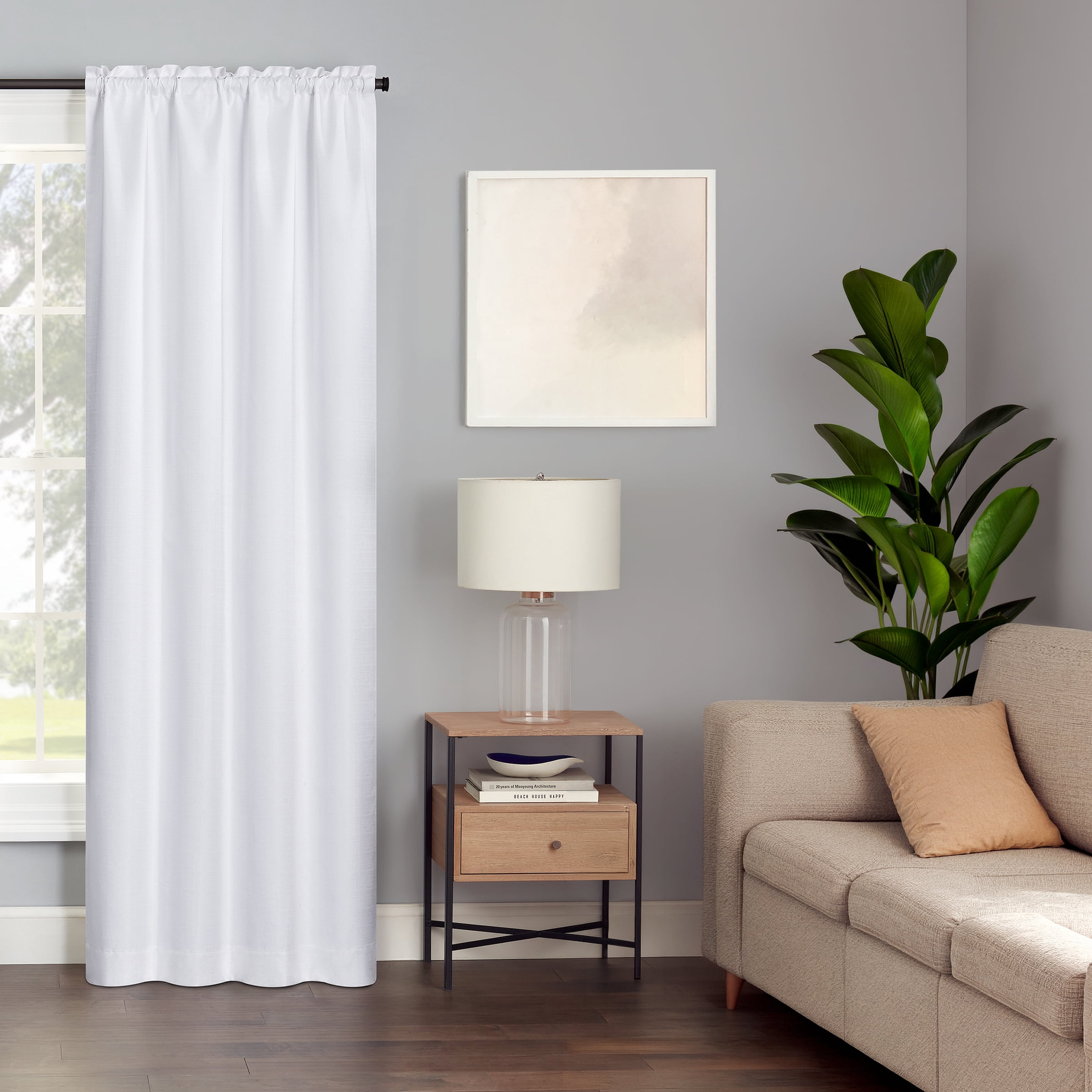 Eclipse Samara Solid Blackout Curtains, Single Curtain Panel, 84 Inch Long Blackout Curtains, 42" W x 84" L, White