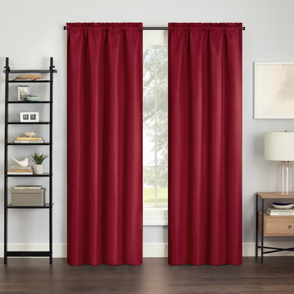 Eclipse Samara Solid Blackout Curtains, Single Curtain Panel, 84 Inch Long Blackout Curtains, 42" W x 84" L, Chili Red