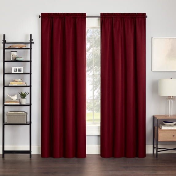 Eclipse Samara Solid Blackout Curtains, Single Curtain Panel, 84 Inch Long Blackout Curtains, 37" W x 84" L, Sangria