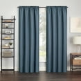 thumbnail image 1 of Eclipse Samara Solid Blackout Curtains, Single Curtain Panel, 63 Inch Long Blackout Curtains, 42" W x 63" L, Stone Blue, 1 of 8