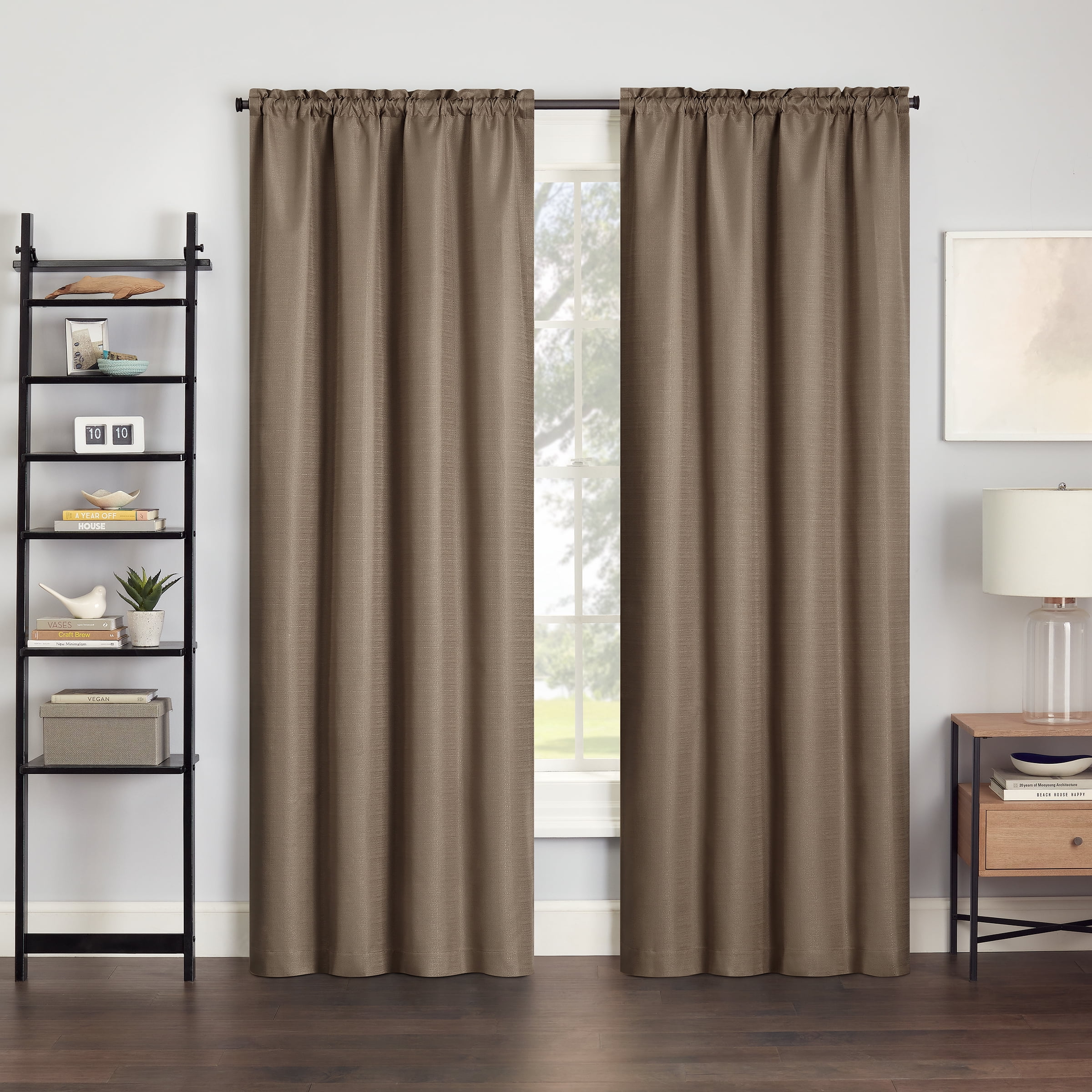 Eclipse Samara Solid Blackout Curtains, Single Curtain Panel, 63 Inch Long Blackout Curtains, 42" W x 63" L, Toffee
