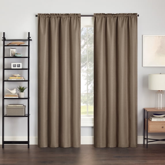 Eclipse Samara Solid Blackout Curtains, Single Curtain Panel, 63 Inch Long Blackout Curtains, 42" W x 63" L, Toffee