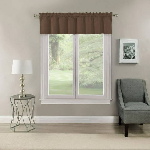 Eclipse Samara Solid Espresso Blackout Rod Pocket Curtain Valance, 42" x 16"