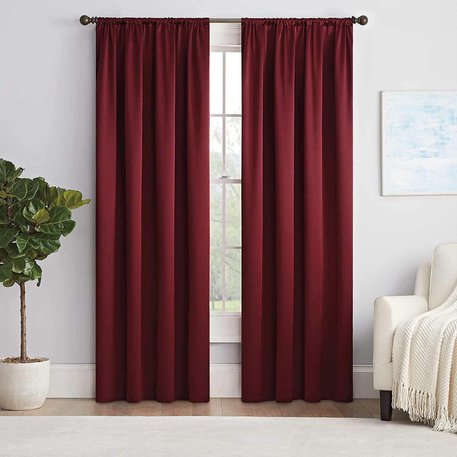 Merlot Polyester Room-Darkening Rod Pocket Curtain Panel