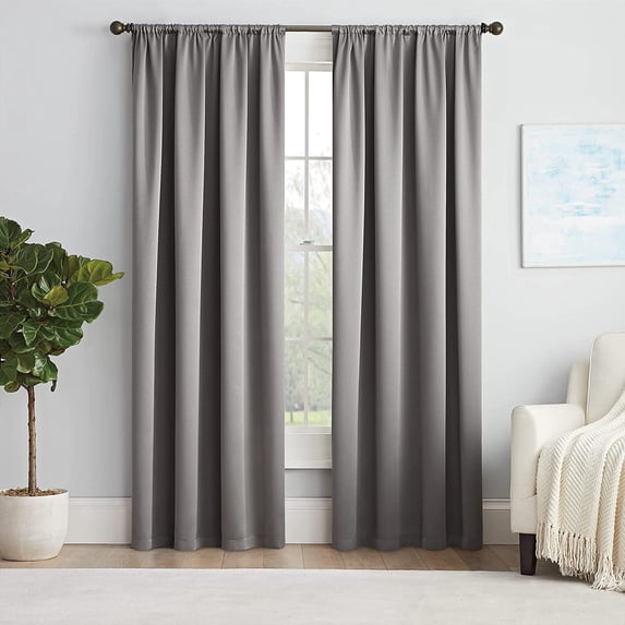 Eclipse Solid Thermapanel Room Darkening Rod Pocket 54 x 84 Panel in Grey