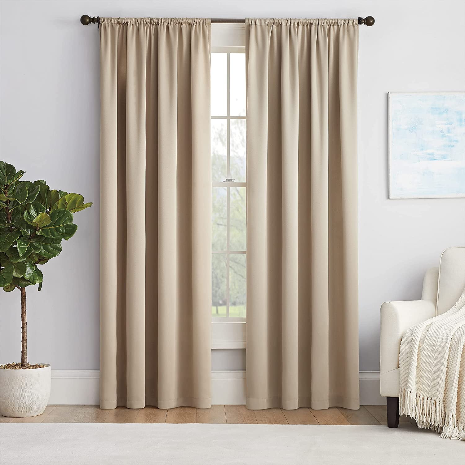 Taupe Polyester Room-Darkening Curtain Panel 54" x 84"