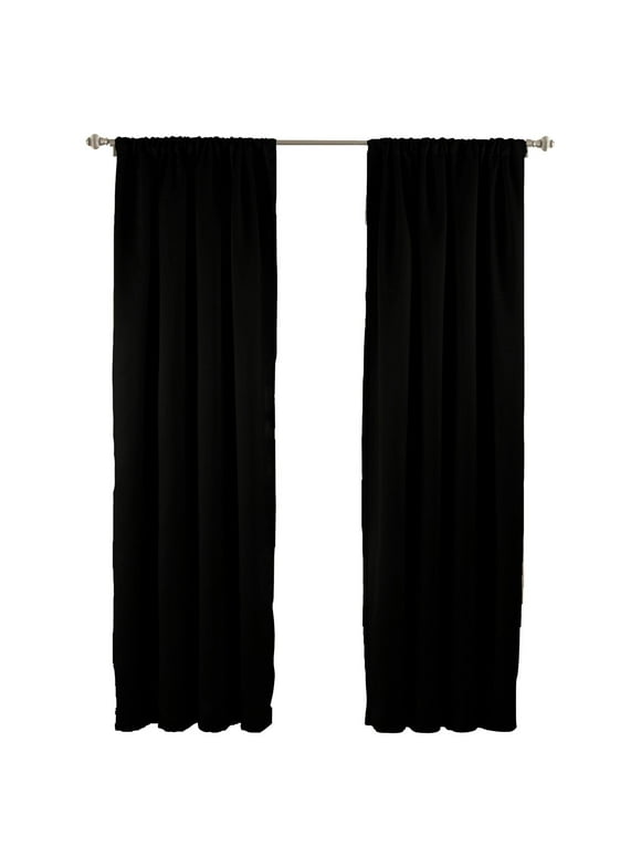 Eclipse Solid Thermapanel Room Darkening Rod Pocket Single Curtain Panel, Black, 54 x 84