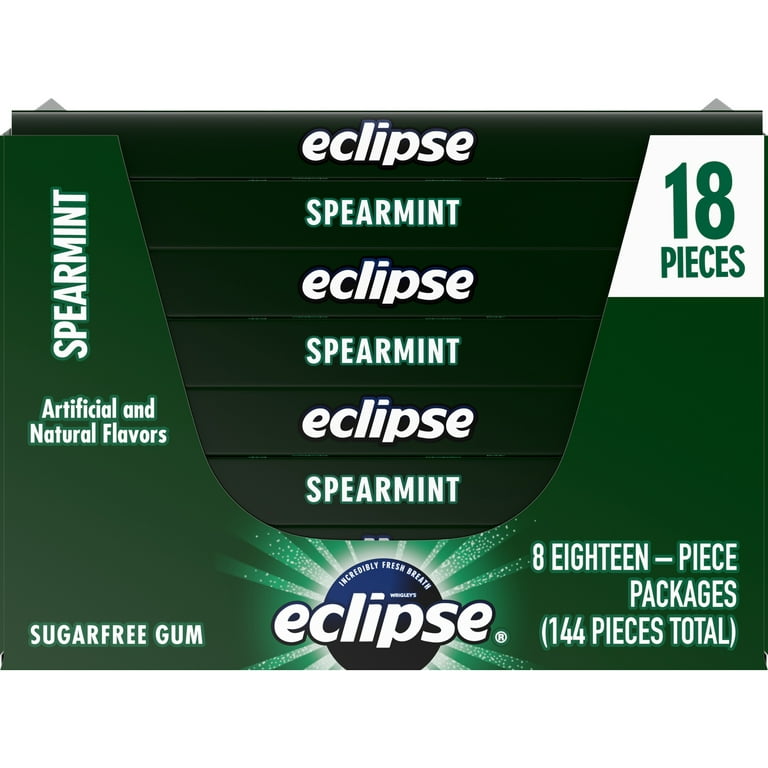 Eclipse Sugar-Free Gum, Spearmint - 8 packs, 18 pieces each