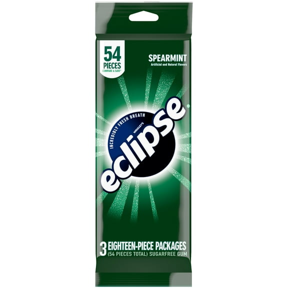 Eclipse Spearmint Sugar Free Chewing Gum Bulk, 18 Piece (Pack of 3)