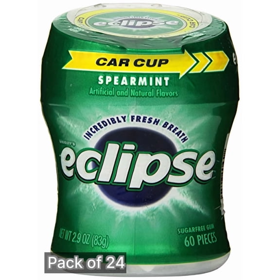 Eclipse Sugar Free Spearmint Gum 2.9 oz 60-Count Bottle (Pack of 24)