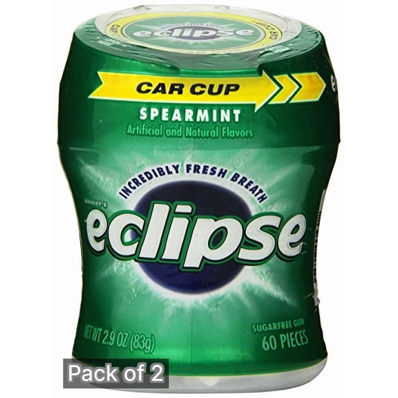 Eclipse Sugar Free Spearmint Gum 2.9 oz 60-Count Bottle (Pack of 2)