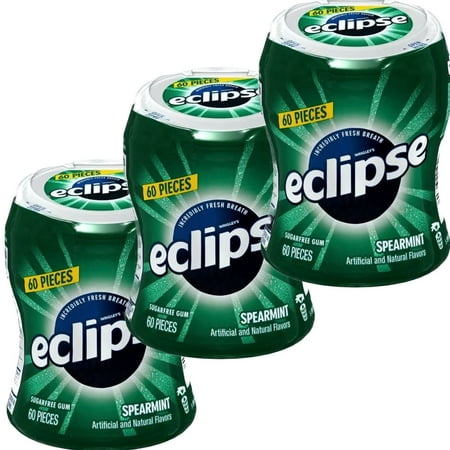 Eclipse Sugar Free Spearmint Gum 60 Piece Can 3 Pack