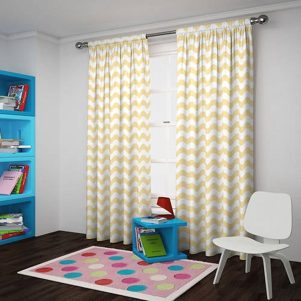 Eclipse Thermaback Blackout Wavy Chevron Rod Pocket Single Curtain Panel, Yellow, 42x63