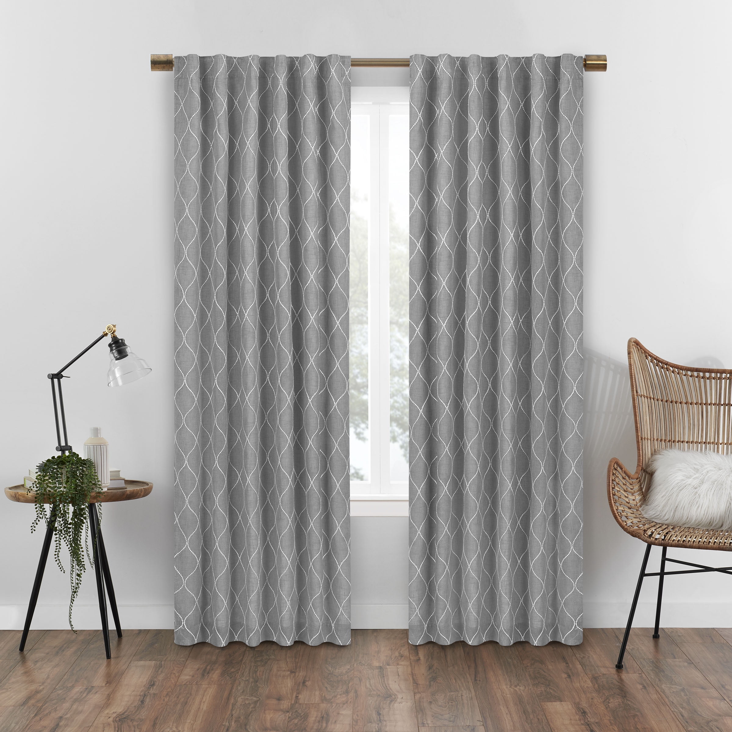 Eclipse Transitional Geometric Rod Pocket Blackout Curtain Panel, 50" x 84"