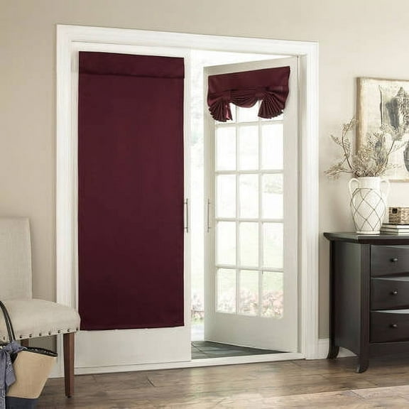 Eclipse Tricia French Door Panel, Room Darkening Door Curtain for Privacy, 26 in Wide x 68&nbsp;in Long, Sangria