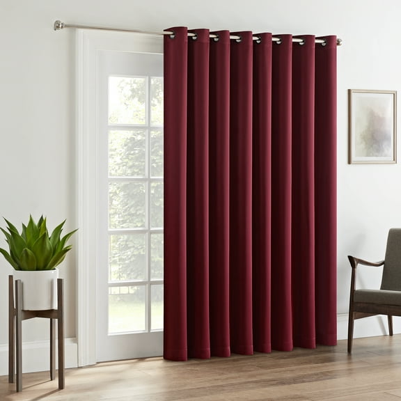 Eclipse Tricia Patio Door Panel, Room Darkening Single Curtain Panel for Sliding Door, 84 in long x 100 in wide, Sangria