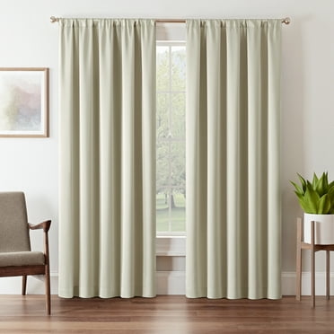 Eclipse Tricia Solid Curtain Panel, Room Darkening Rod Pocket Curtain Thermapanel, (1 Panel), 52 in Wide x 63 in Long, Stone