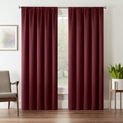 Eclipse Tricia Solid Curtain Panel, Room Darkening Rod Pocket Curtain Thermapanel, (1 Panel), 52 in Wide x 84 in Long, Sangria