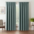 thumbnail image 1 of Eclipse Tricia Solid Curtain Panel, Room Darkening Rod Pocket Curtain Thermapanel, (1 Panel), 52 in Wide x 95 in Long, River Blue, 1 of 2