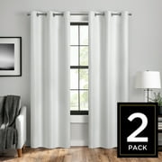 Eclipse Welwick Magnitech 100% Blackout Curtain, Grommet Window Curtain Panel, Seamless Magnetic Closure for Bedroom, Living Room or Nursery, 84 in long x 37 in wide, (2 Panels), White