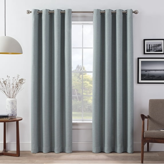 Eclipse Wyckoff Blackout 2 Pack Window Curtains, 104"x108", Spa