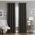 thumbnail image 1 of Eclipse Wyndham Basketweave Solid 100% Blackout Grommet 52 x 84 Curtain Panel in Charcoal, 1 of 4