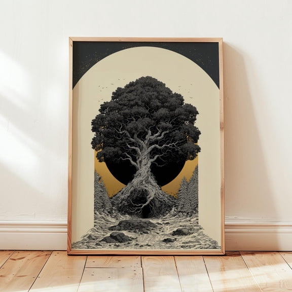 Eclipse Yggdrasil Norse Tree Print Mythic Symbol Decor Unframed Paper Print