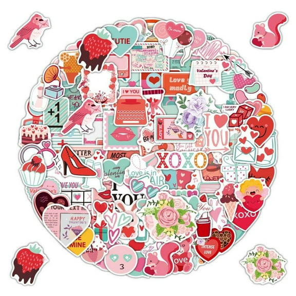 EclipseJewels 100pcs Love Stickers for Scrapbooking, Vinyl Valentine's Day Stickers for Water Bottles, Laptops, DIY Crafts, and Party Decoration Supplies,muticolor