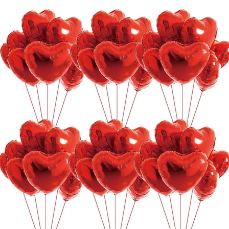 EclipseJewels 18 Inch Heart Love Foil Balloons, 10-Pack Helium-Friendly for Valentine's Day, Anniversary, Wedding Party & Room Decorations, Red,Red