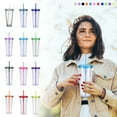 thumbnail image 1 of EclipseJewels 24oz (710ml) Clear Plastic Straw Cup with Lid, Creative Transparent Cold Drink Tumbler for Smoothies, Iced Coffee & Bubble Tea, BPA-Free,Green, 1 of 8