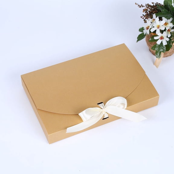 EclipseJewels 5 Pack Luxury Gift Card Boxes, Large Gift Envelope with Lid & Ribbon for Birthday, Wedding, Proposal, Christmas & Valentine's Day,Gold