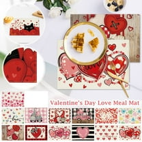 EclipseJewels Art Deco Red Love Valentine's Day Placemats Set, Decorative Holiday Table Mats for Party Dining Decor, Kitchen Tabletop Protection, 12x18 Inches,A
