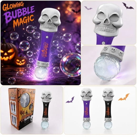 EclipseJewels Automatic Light Up Bubble Gun - Pumpkin Shape Electric Bubble Machine with LED & Music, Includes Solution, Great for Kids Halloween & Bubbles Party Favors,Purple