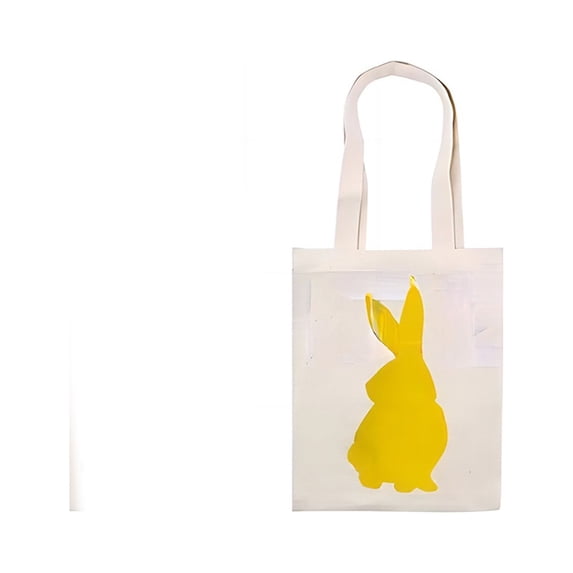 EclipseJewels Canvas Bunny Easter Gift Bag – Reusable Canvas Tote Bag for Candy, Eggs & Gifts, Decorative Easter Party Basket for Holiday Celebrations, Favors & Spring Decorations,Yellow