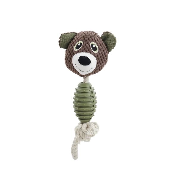 EclipseJewels Durable Dog Chew Toy with TPR Rope & Plush Squeaky Ball, Interactive Fetch & Tug-of-War Toy for Aggressive Chewers, A