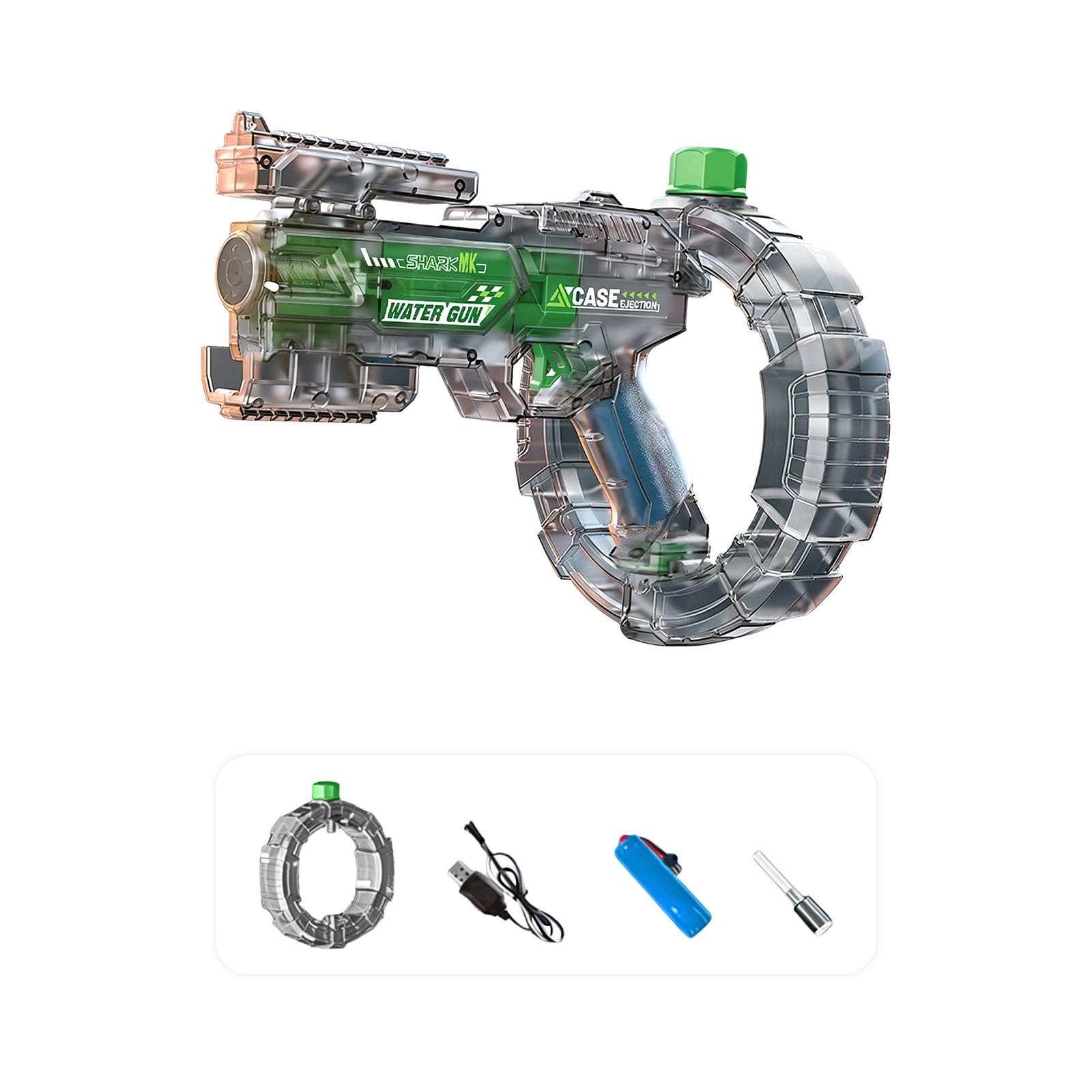EclipseJewels Electric Water Gun for Kids - Transformable with Strobe Flash and Mechanical Link Energy Ring Edition for Outdoor Fun Activity,E