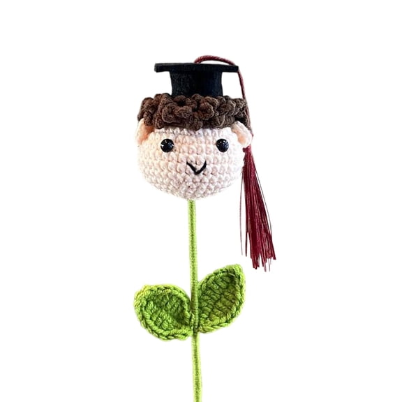 EclipseJewels Graduation Crochet Bouquet Hat - Handmade Wool Knitting Doctoral Flower with Animal Perfect Gift for Boy Girl Graduate,Beige