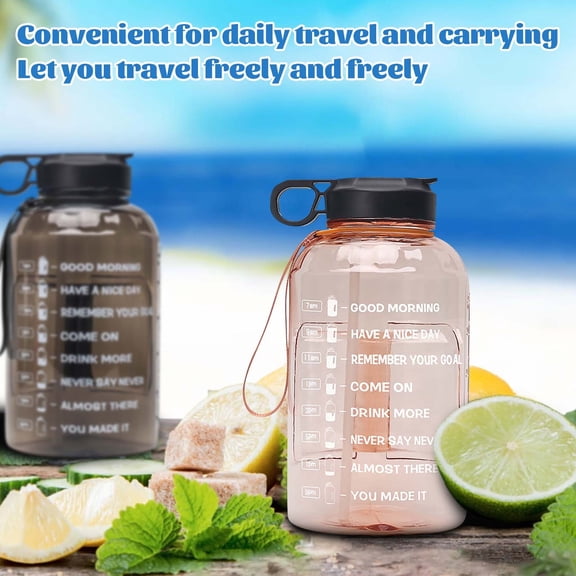 EclipseJewels Half-Gallon (2.2L) Water Bottle with Time Marker, Straw & Chug Lid, Large Gym Sports Bottle with Handle, BPA-Free Jug for Fitness & Outdoor,Orange