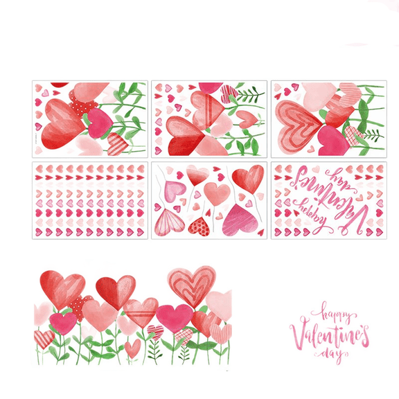 EclipseJewels Heart-Shaped Static Cling Window Stickers, Decorative Valentine's Day Window Decals for Glass, Mirrors, and Holiday Home Decor, Removable,A