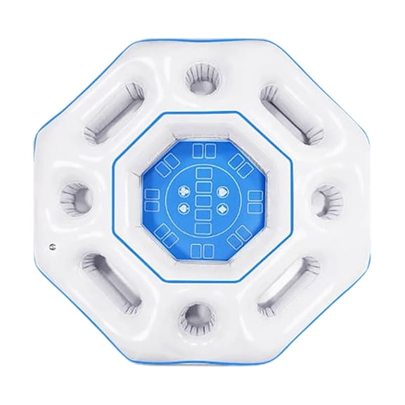 EclipseJewels Inflatable Pool Floating Game Table, Octagonal Drink Snack Holder with 8 Cup Holders, Poker Bar Float for Pool Party Beach Lake, Heavy-Duty PVC