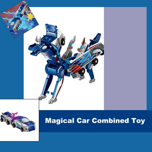 EclipseJewels Mystical Winged Unicorn & Dragon Car Merge Toy with Magnetic Connect & Transform Feature, Imaginative Vehicle for Collectors of Fantasy and Action Toy Cars,Multicolor