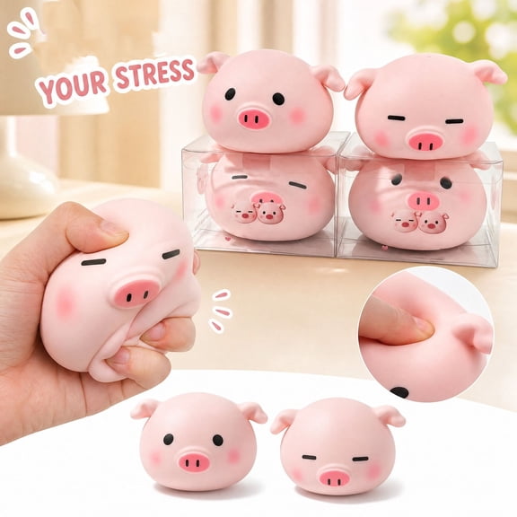 EclipseJewels Pig Head Squish Fidget ToyRandom Style Relaxing Squeeze Ball, Party Favors, Calming Gift for Kids and Adults Stress Management