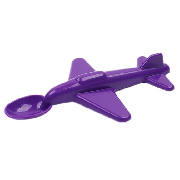 EclipseJewels Portable Airplane Shaped Training Spoon with Long Handle, Child-Friendly Tableware for Learning Self-Feeding, Fun Design for Encouraging Independent Eating Habits,Purple
