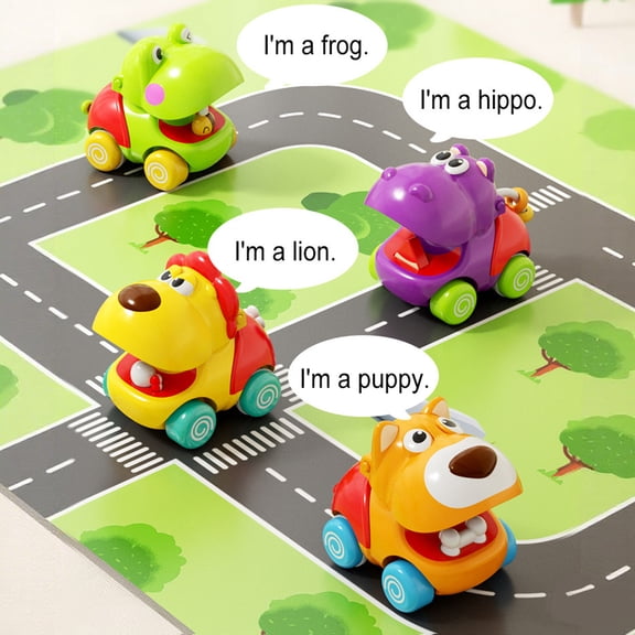 EclipseJewels Push Go Toy for Toddlers 1-3 - Animal Car Friction Racing Cars, Baby Inertia Vehicle Toy, Infant Play Vehicle Set, 1st Birthday Gift for 12-24 Month Boys Girls