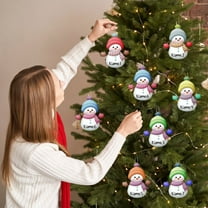 EclipseJewels Set of 7 Acrylic Snowman Christmas Tree Ornaments with Personalized 2D Flat Design, Holiday Home Decor for Xmas Tree 2024, Festive Party Decoration and Gift Ideas White