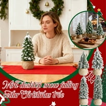 EclipseJewels Piece of Mini Artificial Christmas Trees 6-12 Inches with Snow Flocking, Small Tabletop Xmas Trees for Home Desk Craft Decor and Winter Village,A