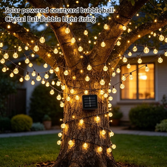 EclipseJewels Solar Bubble Ball String Lights Outdoor, Waterproof Crystal Globe LED, Christmas Yard Garden Patio Decor, Holiday Lights